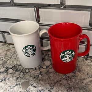 Starbucks Red and White Mug Duo